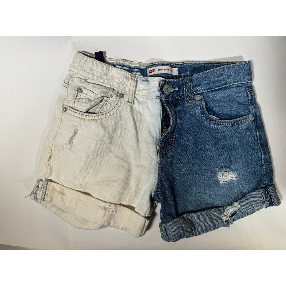 Levi’s Girls Two-Tone Blue & White Girlfriend Shorty Denim Shorts Size 12